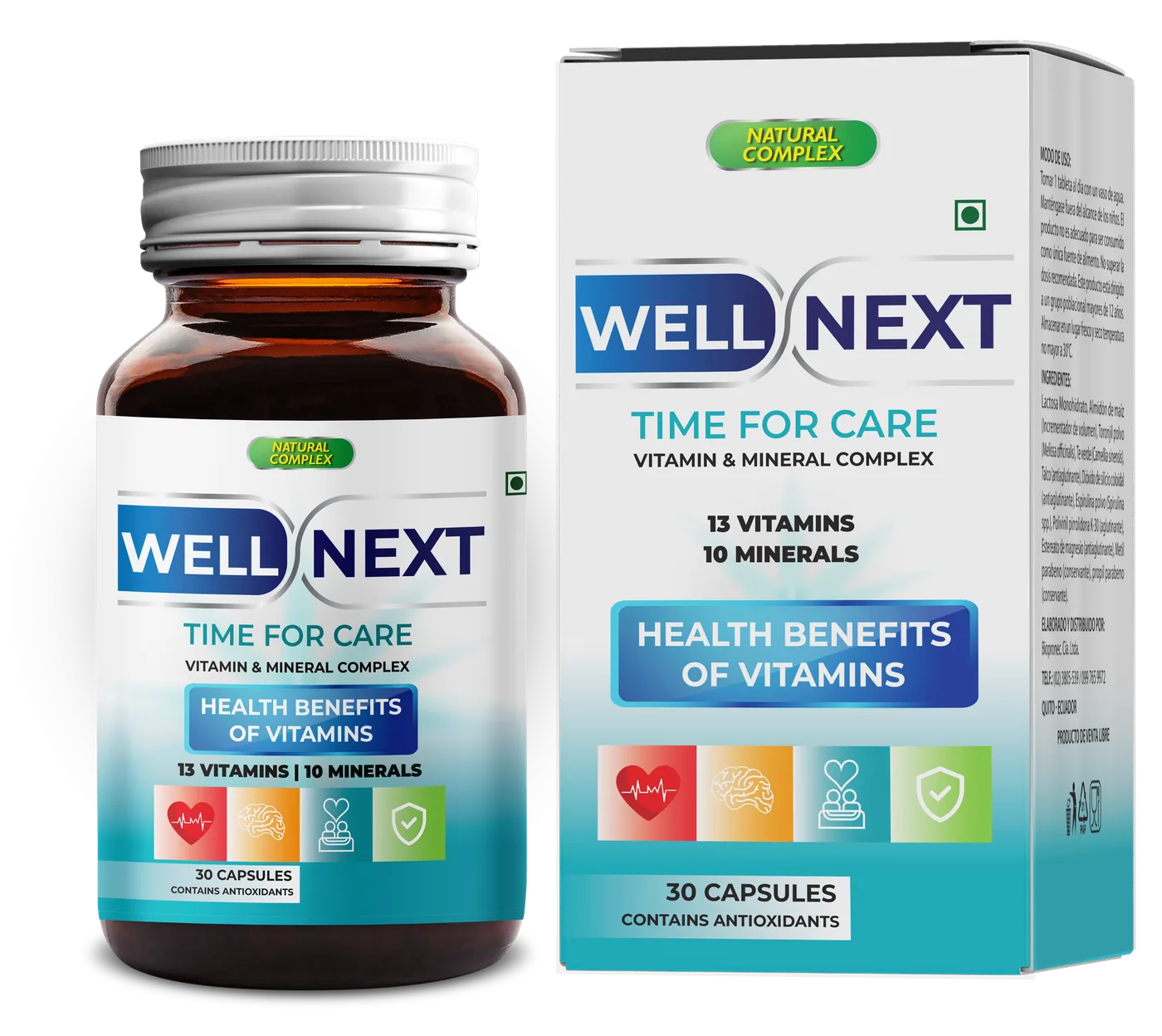 WellNext vitamin and mineral complex bottle and box, 30 capsules